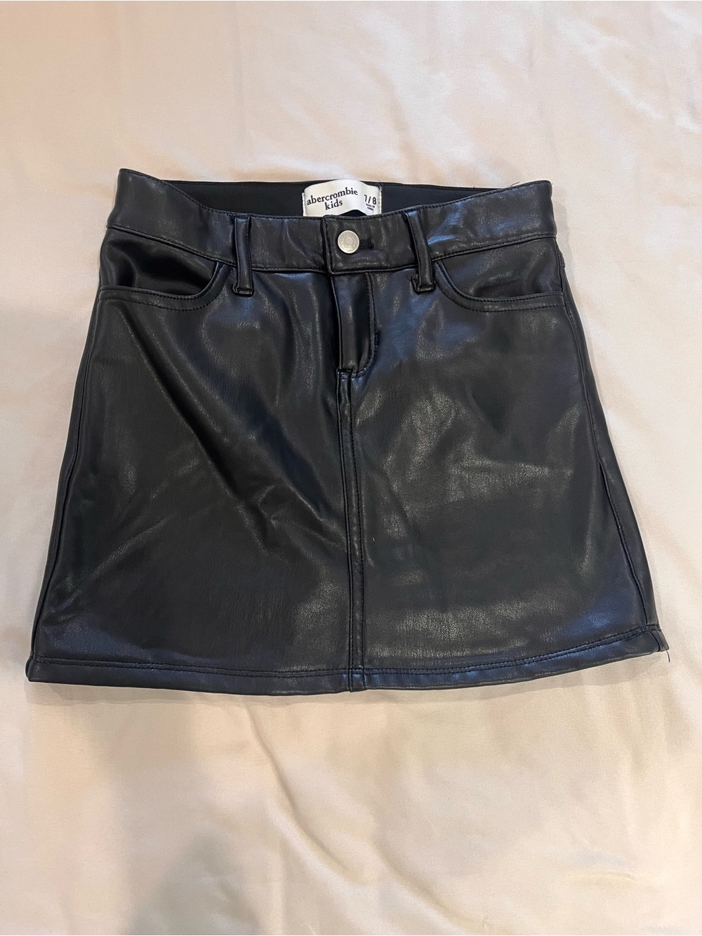 Abercrombie Kids Black Faux Leather Mini Skirt with Belt Loops
